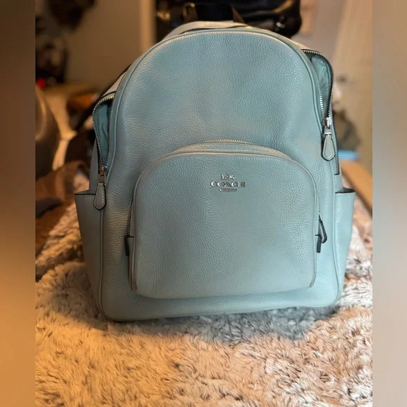 Coach | Bags | Coach Sky Blue Leather Backpack | Poshmark display picture 1